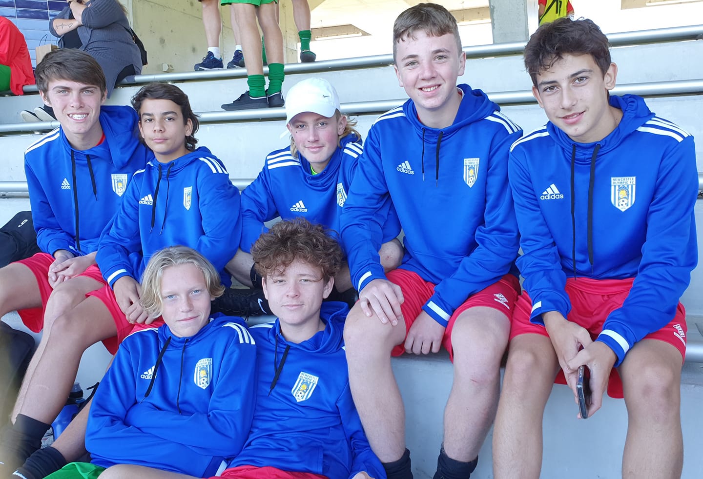U15s Newcastle Olympic players at Valentine Park, Sydney.