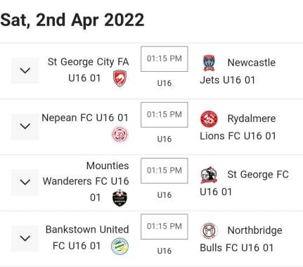 SATURDAY FIXTURES