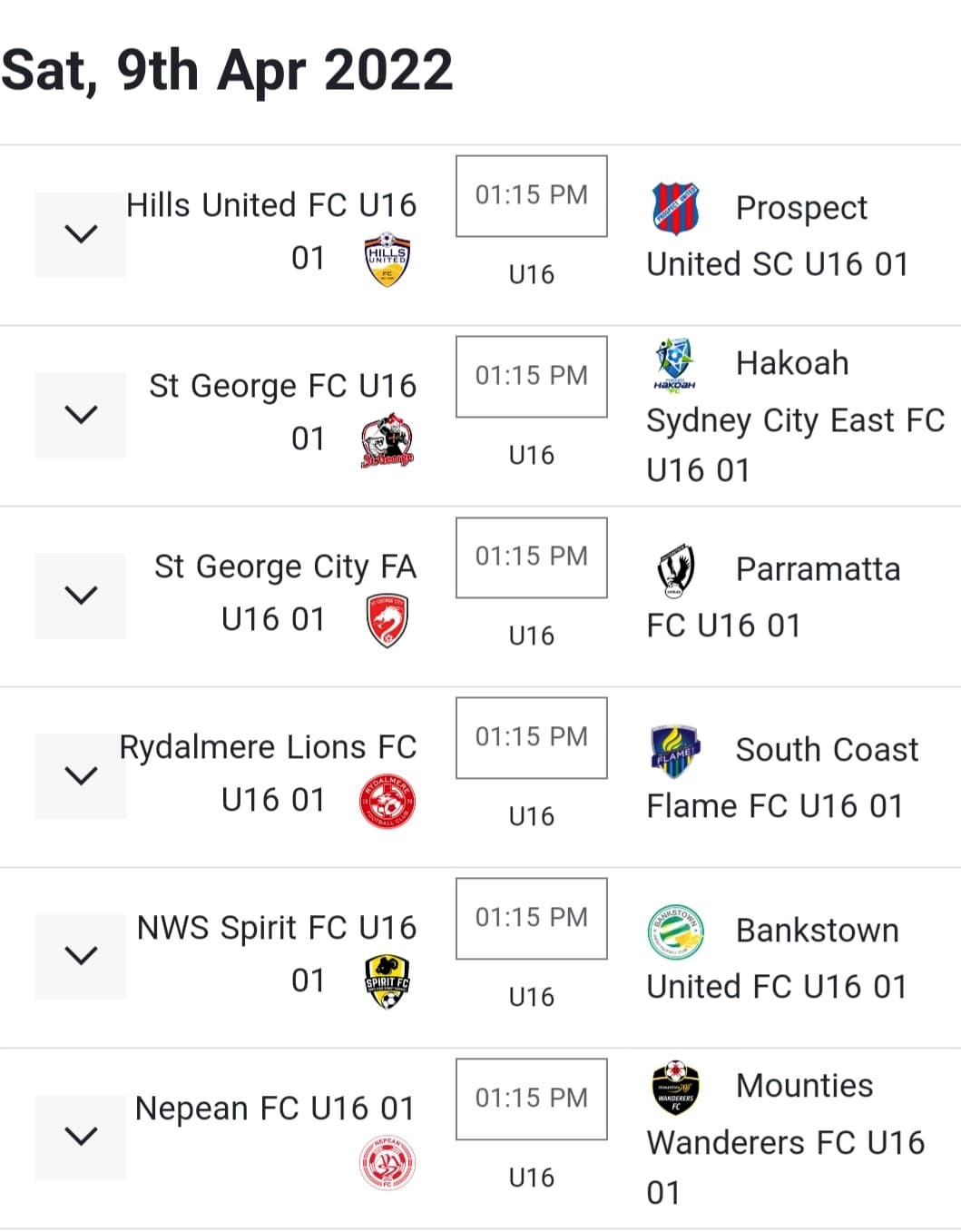 Saturday Fixtures (2)